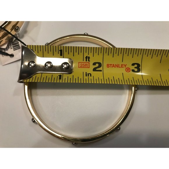 NWT WHITE HOUSE BLACK MARKET Screw Accent Bangle Bracelets - Set of 3 - Gold - Picture 4 of 5